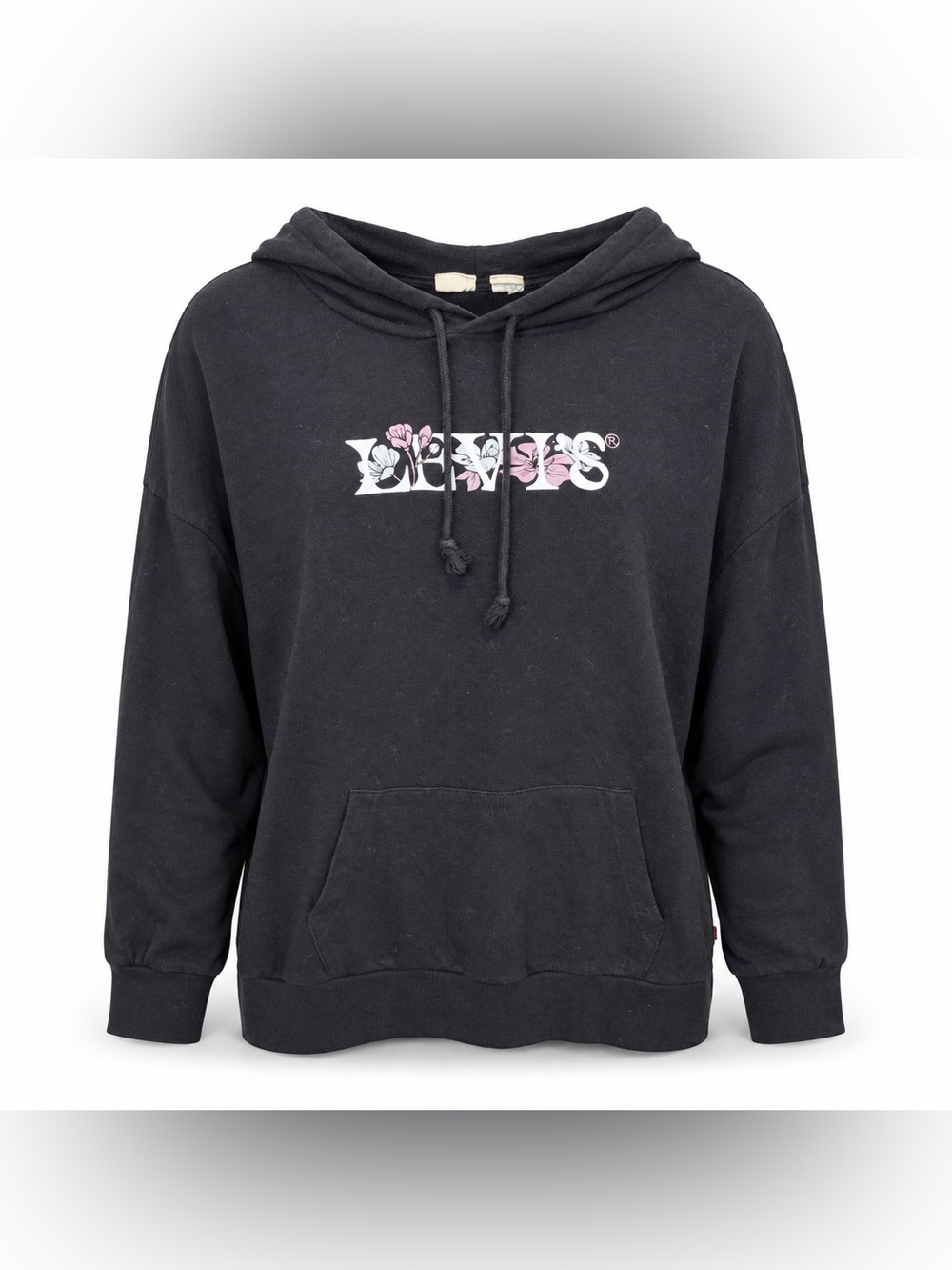 Levi’s Oversized Floral Logo Pullover Hoodie Black Medium Drop Shoulder